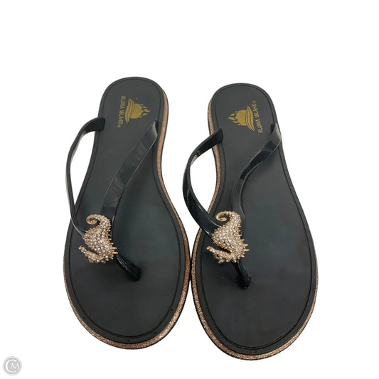 Sandals Flip Flops By Cmf In Black & Gold, Size: 7