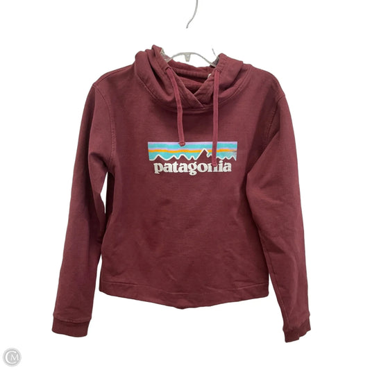 Athletic Sweatshirt Hoodie By Patagonia In Maroon, Size: M