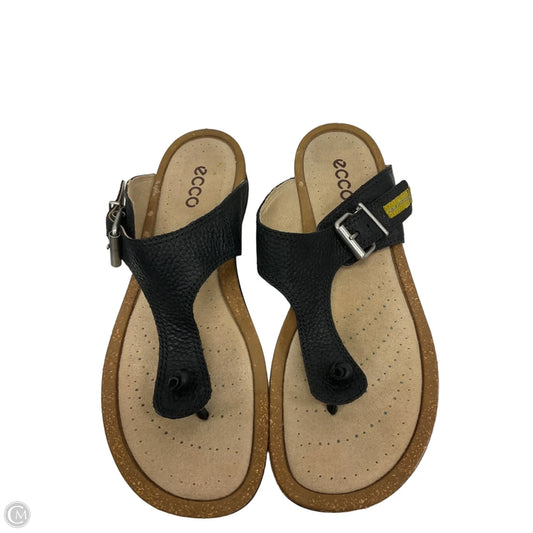 Sandals Flats By Ecco In Black & Tan, Size: 8.5