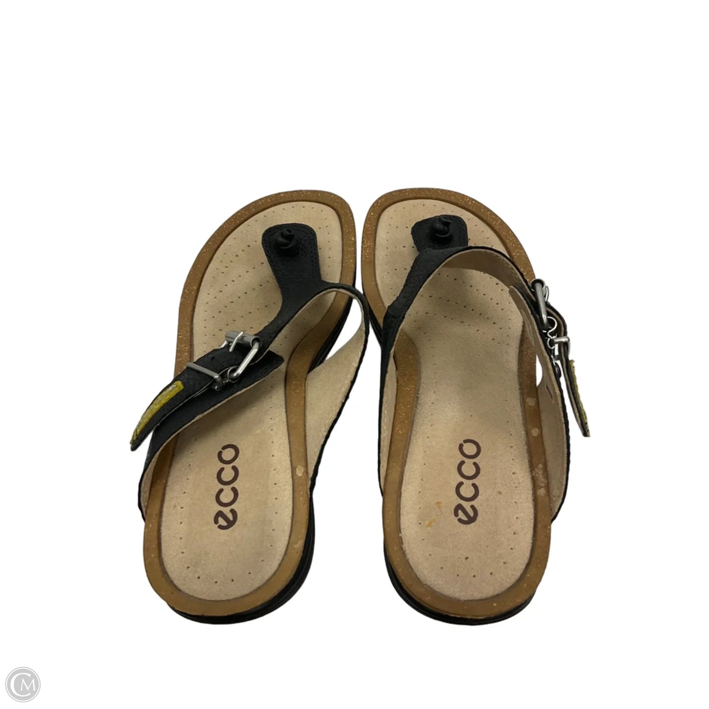 Sandals Flats By Ecco In Black & Tan, Size: 8.5