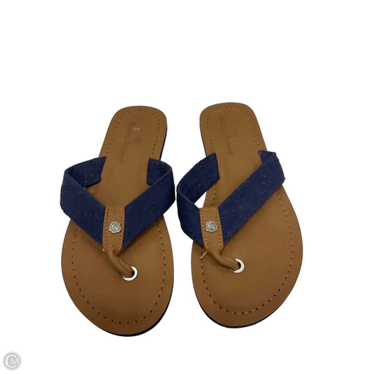 Sandals Flip Flops By Tommy Bahama In Blue & Brown, Size: 6