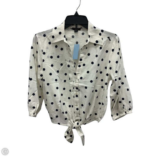 Blouse Long Sleeve By Ann Taylor In Black & White, Size: Xsp