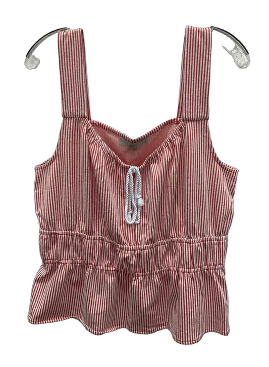 Top Sleeveless By Loft In Red & White, Size: Xl