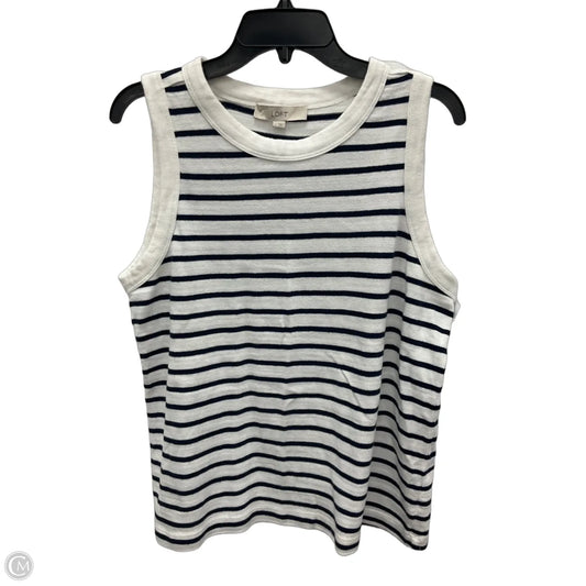 Top Sleeveless By Loft In Blue & White, Size: L