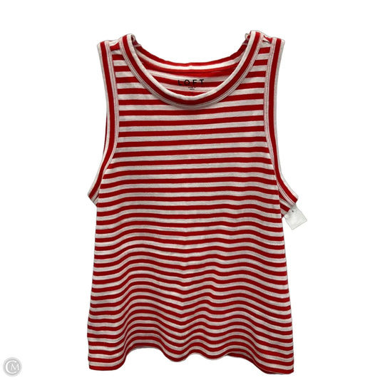 Top Sleeveless By Loft In Red & White, Size: L