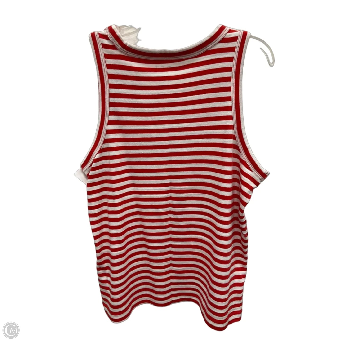 Top Sleeveless By Loft In Red & White, Size: L