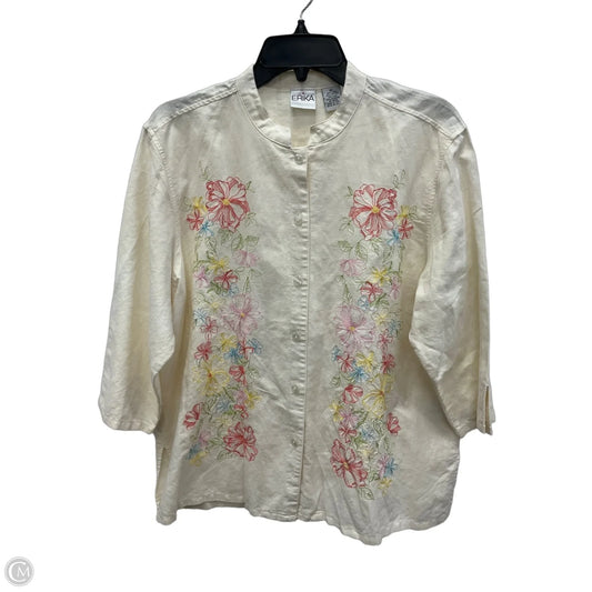 Blouse 3/4 Sleeve By Erika And Co In Beige, Size: Xl