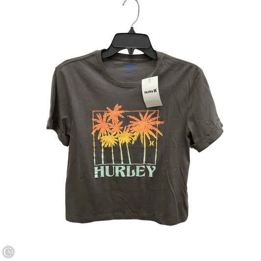 Athletic Top Short Sleeve By Hurley In Grey & Orange, Size: S