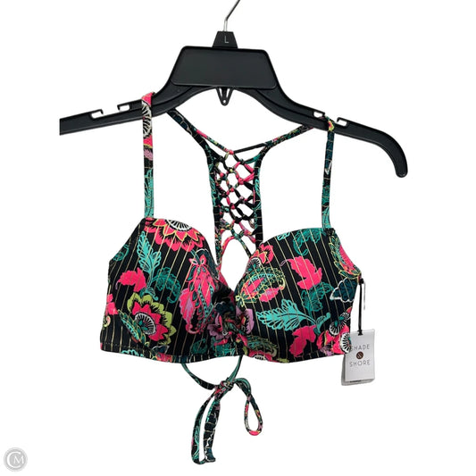 Swimsuit Top By Shade & Shore In Black & Pink, Size: M