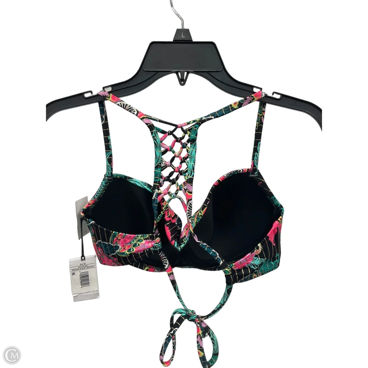 Swimsuit Top By Shade & Shore In Black & Pink, Size: M