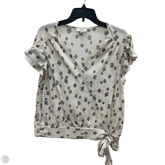 Top Short Sleeve By Loft In Cream, Size: L