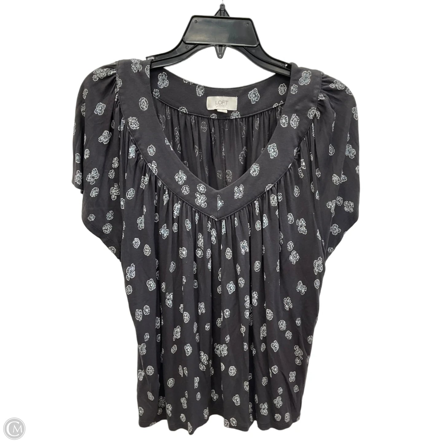 Top Short Sleeve By Loft In Grey, Size: L