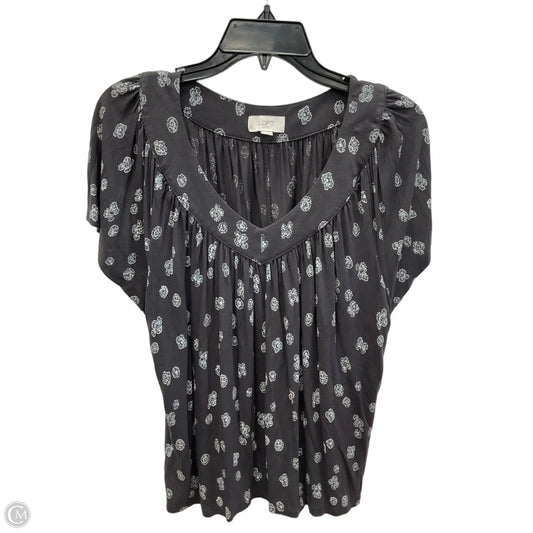 Top Short Sleeve By Loft In Grey, Size: L