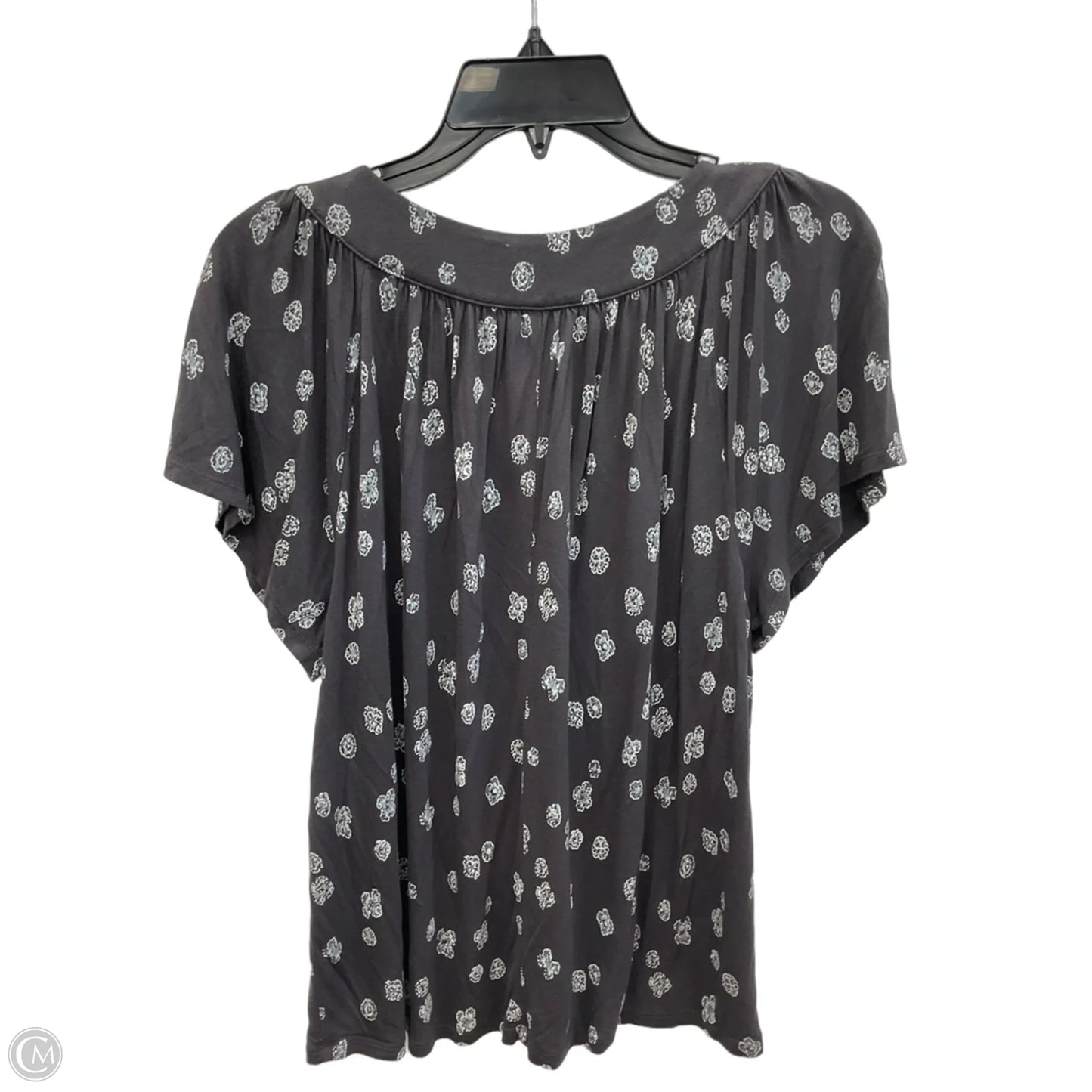 Top Short Sleeve By Loft In Grey, Size: L
