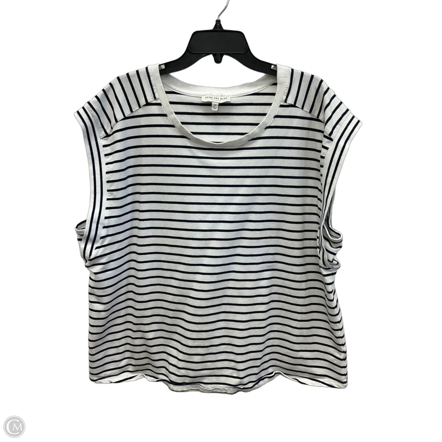 Top Short Sleeve By Skies Are Blue In Blue & White, Size: 2x