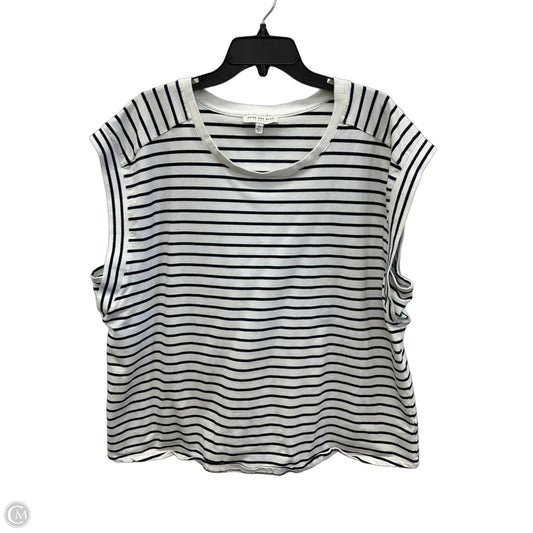 Top Short Sleeve By Skies Are Blue In Blue & White, Size: 2x