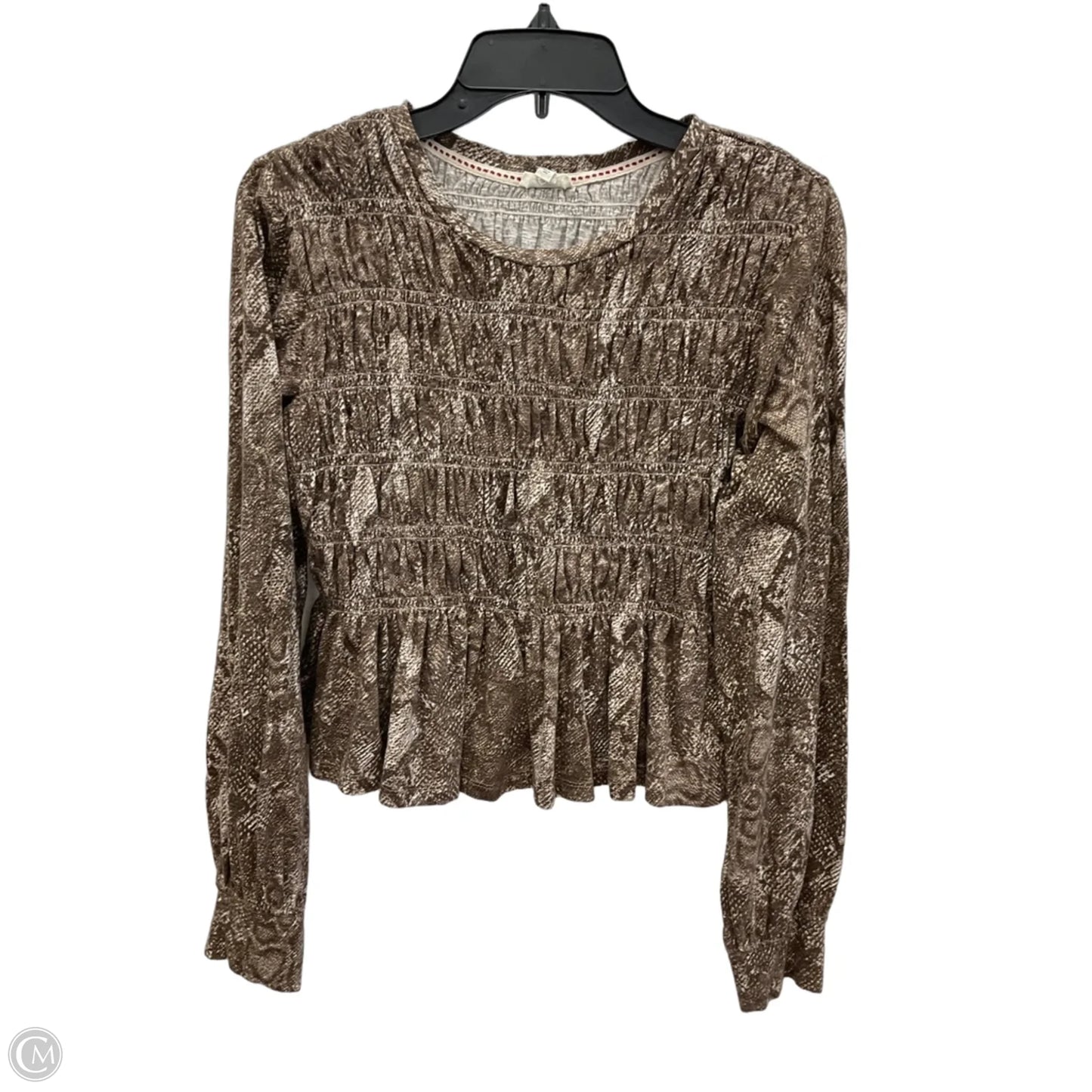 Top Long Sleeve By Pilcro In Brown, Size: M