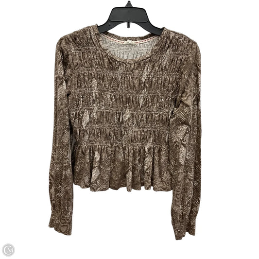 Top Long Sleeve By Pilcro In Brown, Size: M
