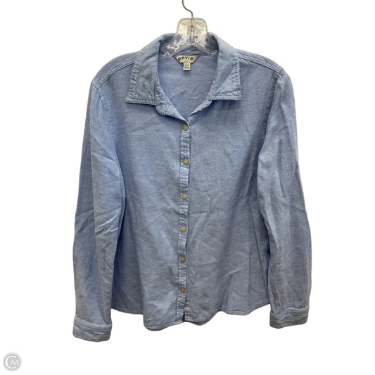 Blouse Long Sleeve By Orvis In Blue, Size: L
