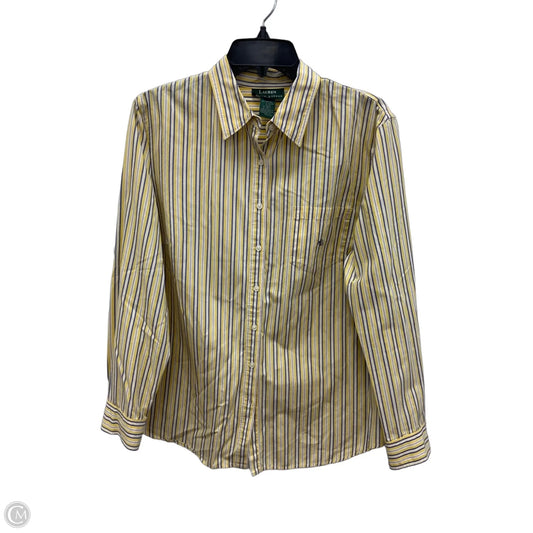 Blouse Long Sleeve By Lauren By Ralph Lauren In Blue & Yellow, Size: 1x