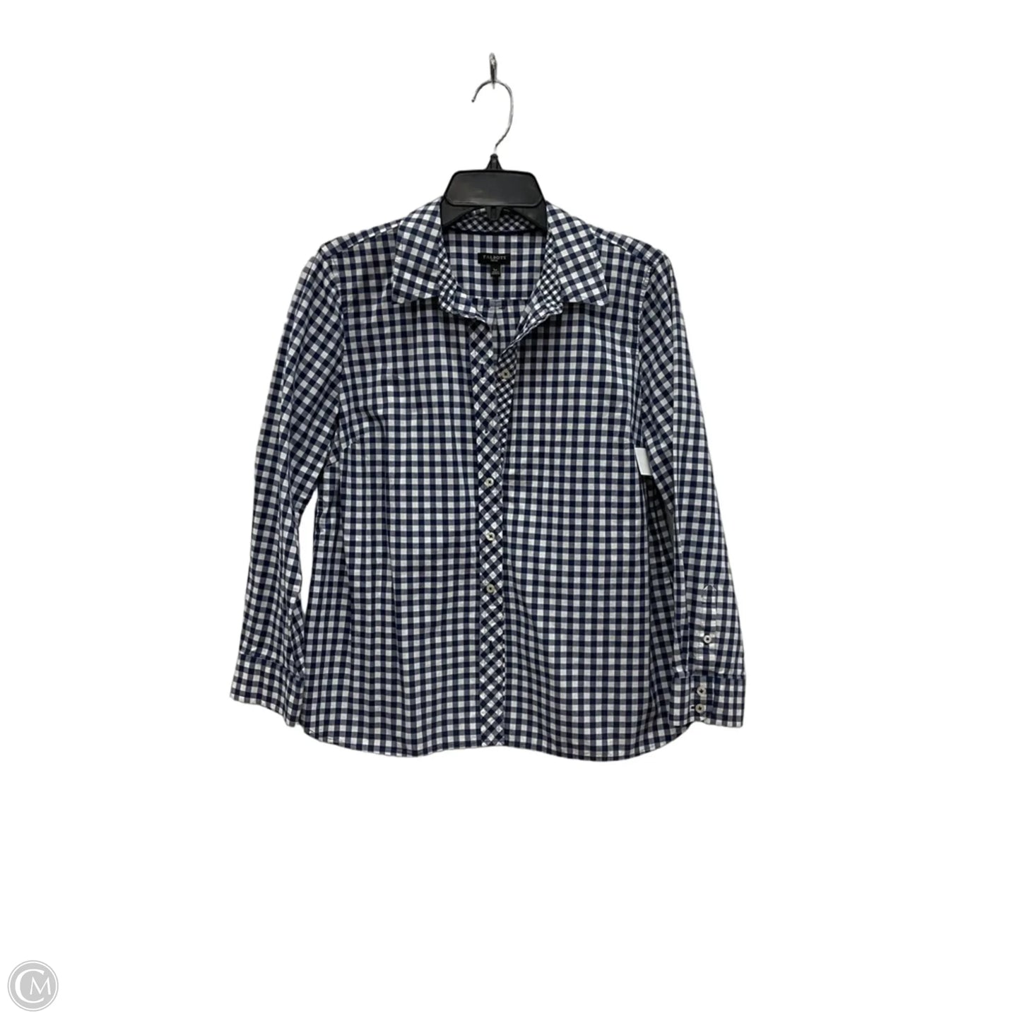 Blouse Long Sleeve By Talbots In Blue & White, Size: Lp