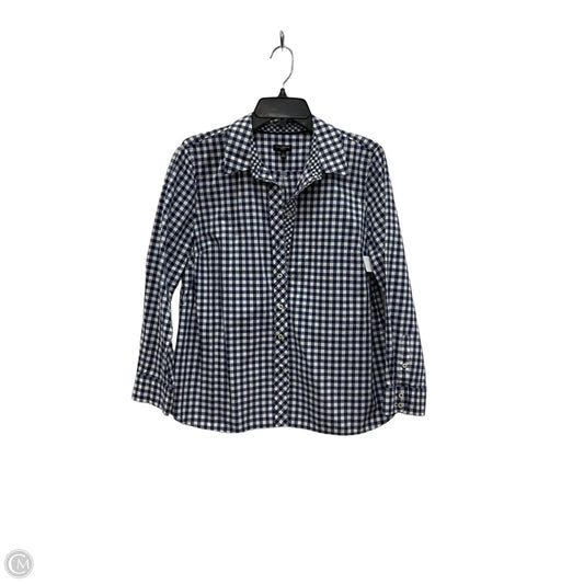 Blouse Long Sleeve By Talbots In Blue & White, Size: Lp