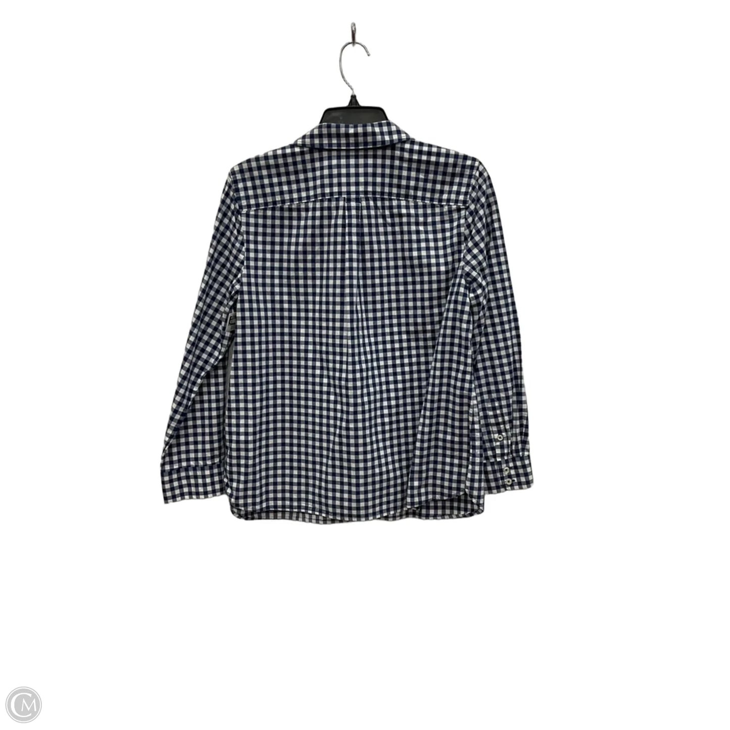 Blouse Long Sleeve By Talbots In Blue & White, Size: Lp