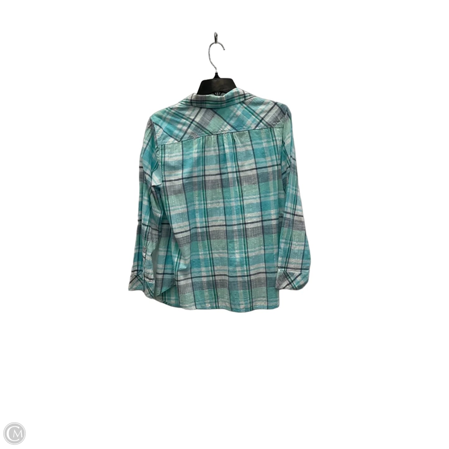 Blouse Long Sleeve By Talbots In Blue & White, Size: Lp