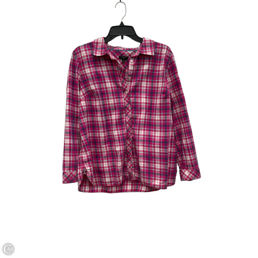 Blouse Long Sleeve By Talbots In Pink & White, Size: Xlp