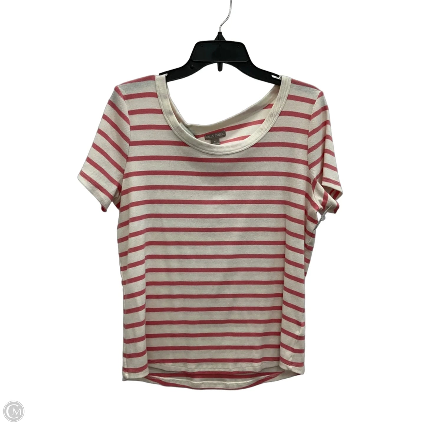 Top Short Sleeve By Falls Creek In Pink & White, Size: Xl