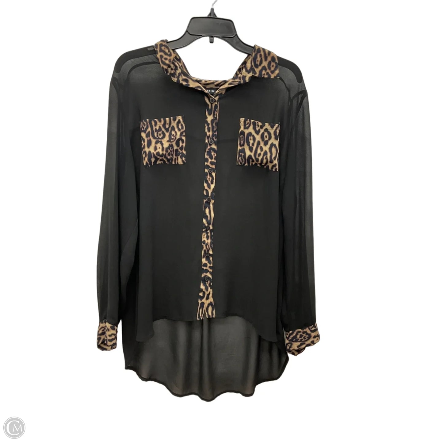 Blouse Long Sleeve By Torrid In Black & Brown, Size: 1x