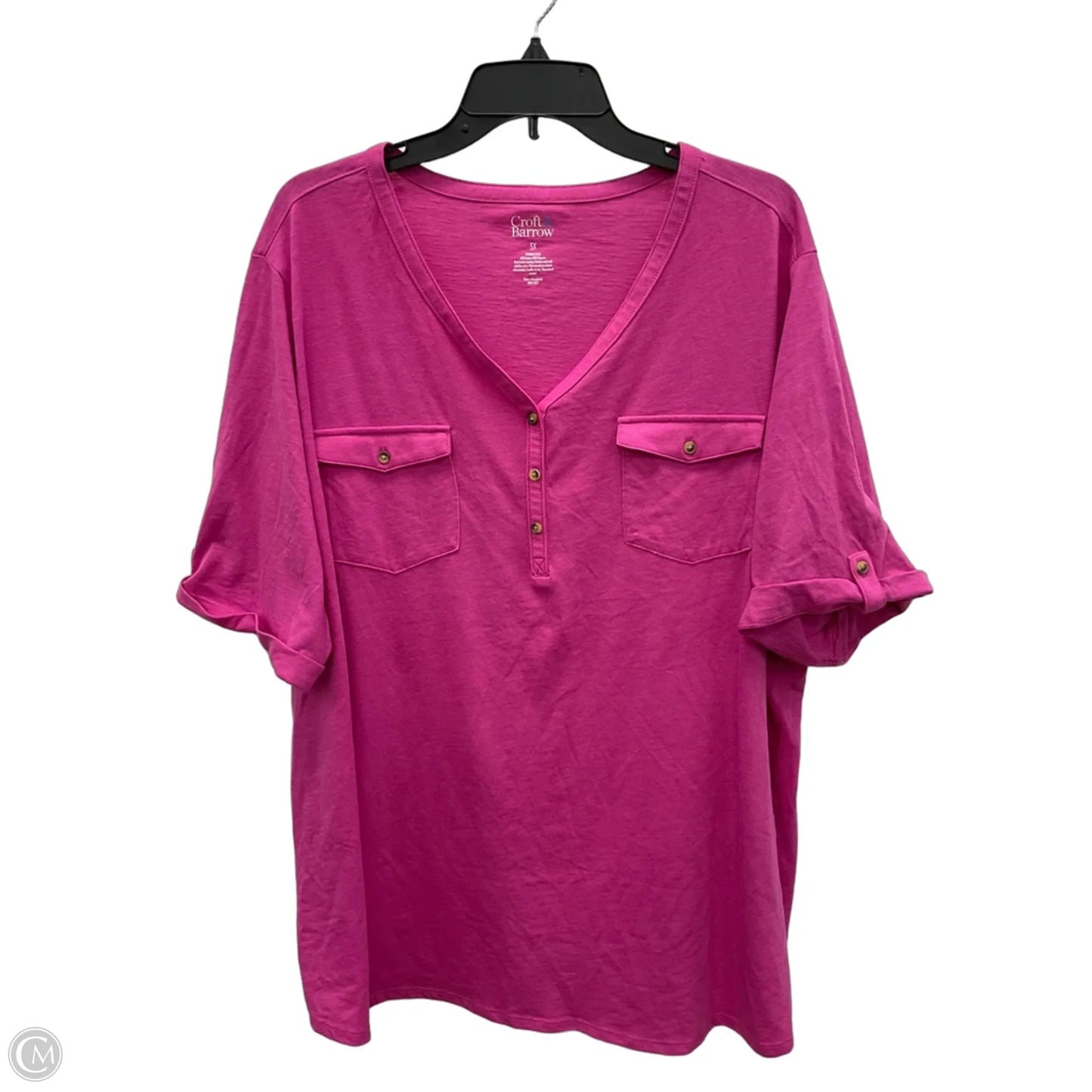 Top Short Sleeve Basic By Croft And Barrow In Pink, Size: 3x