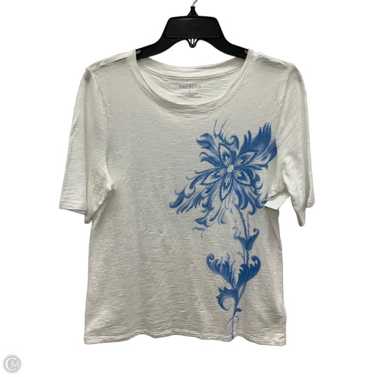 Top Short Sleeve By Talbots In Blue & White, Size: M