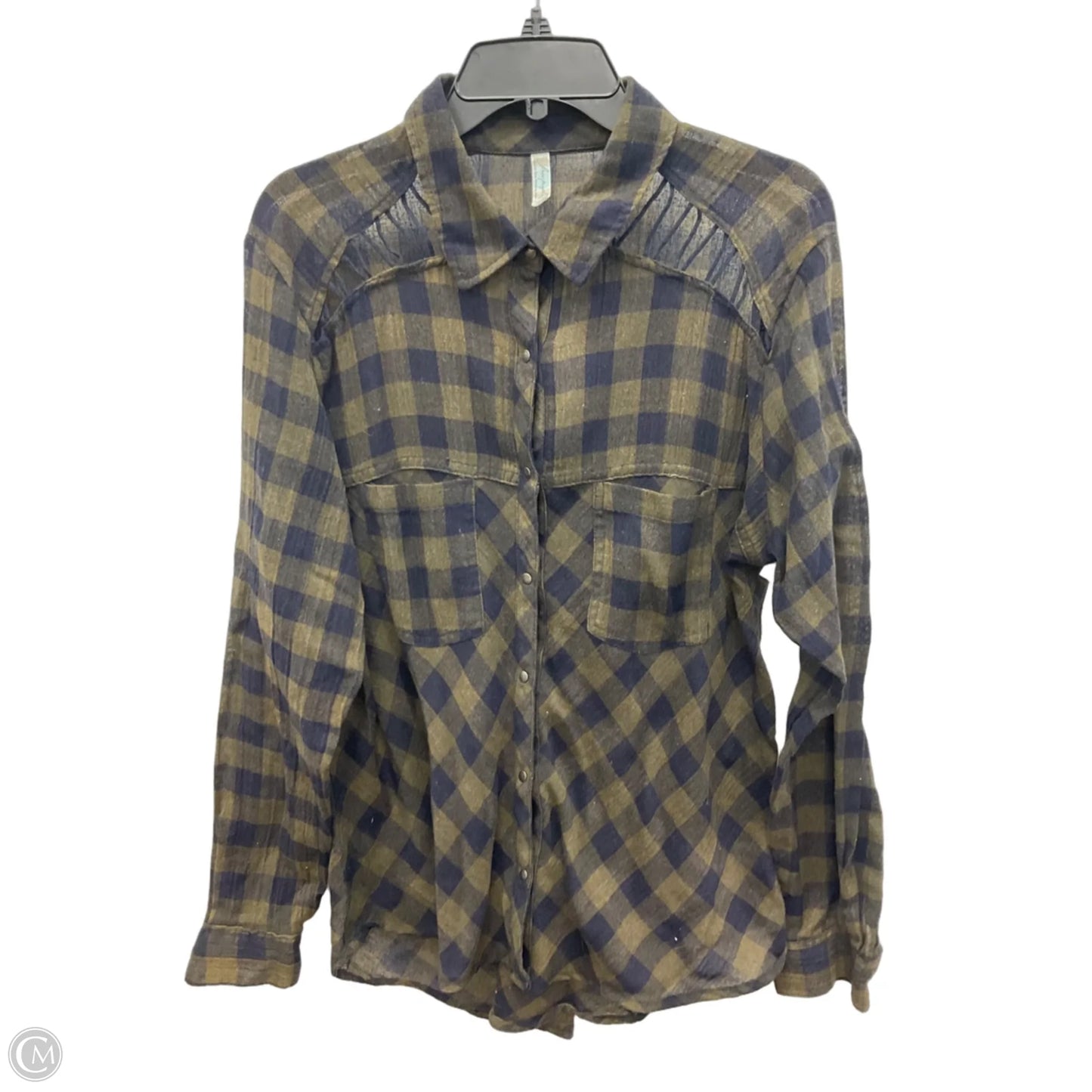 Blouse Long Sleeve By Free People In Blue & Green, Size: M