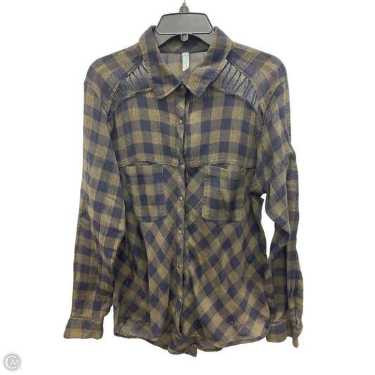 Blouse Long Sleeve By Free People In Blue & Green, Size: M