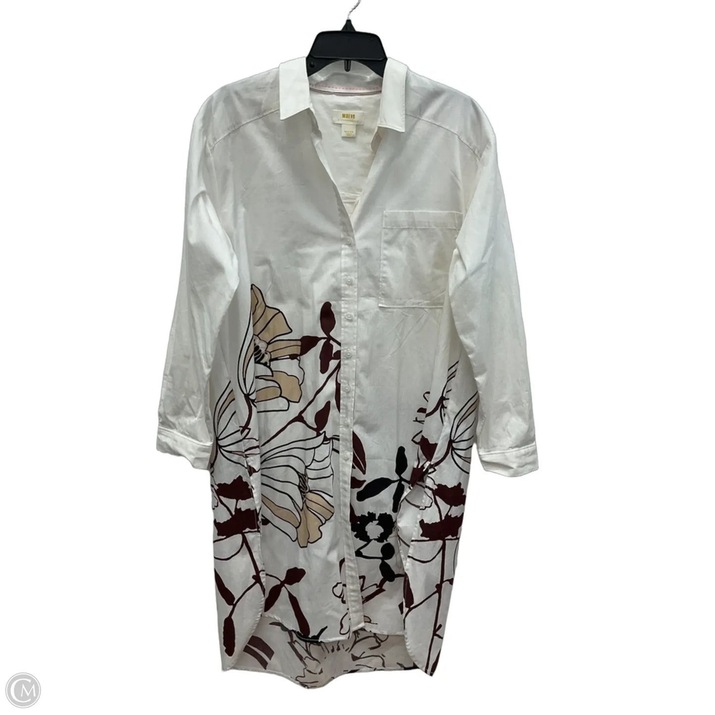 Dress Casual Midi By Anthropologie In Brown & White, Size: M