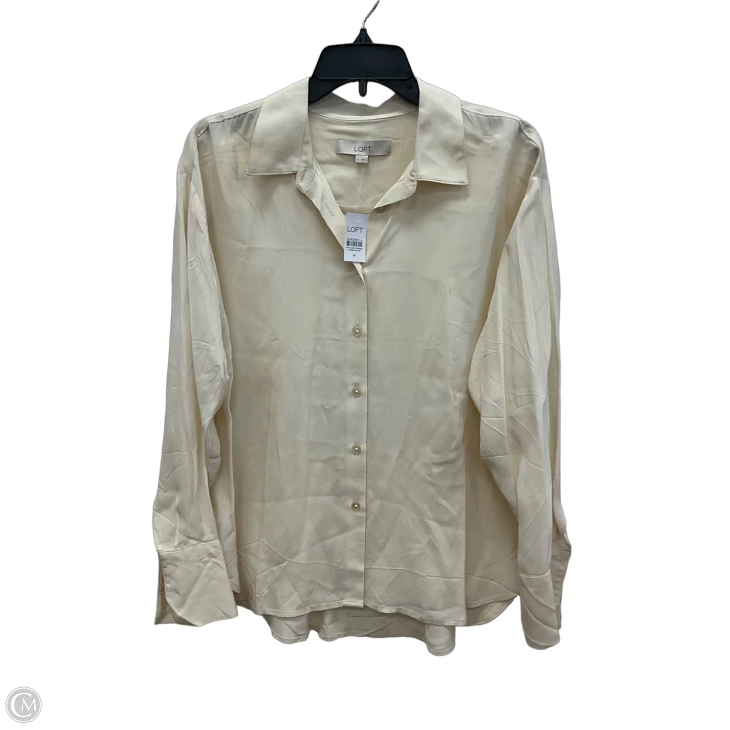 Blouse Long Sleeve By Loft In Cream, Size: M