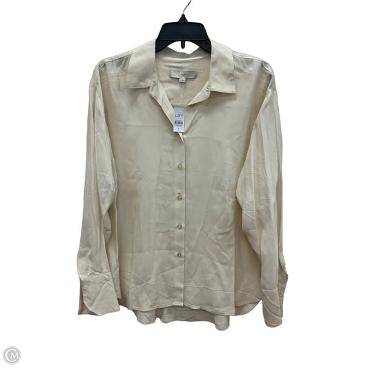Blouse Long Sleeve By Loft In Cream, Size: M
