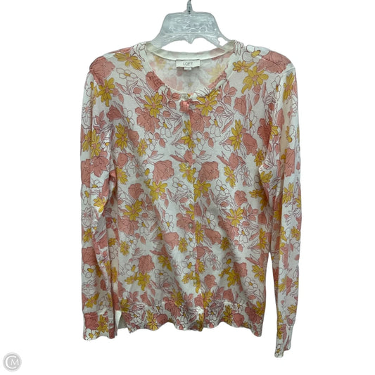 Cardigan By Loft In Pink & Yellow, Size: M
