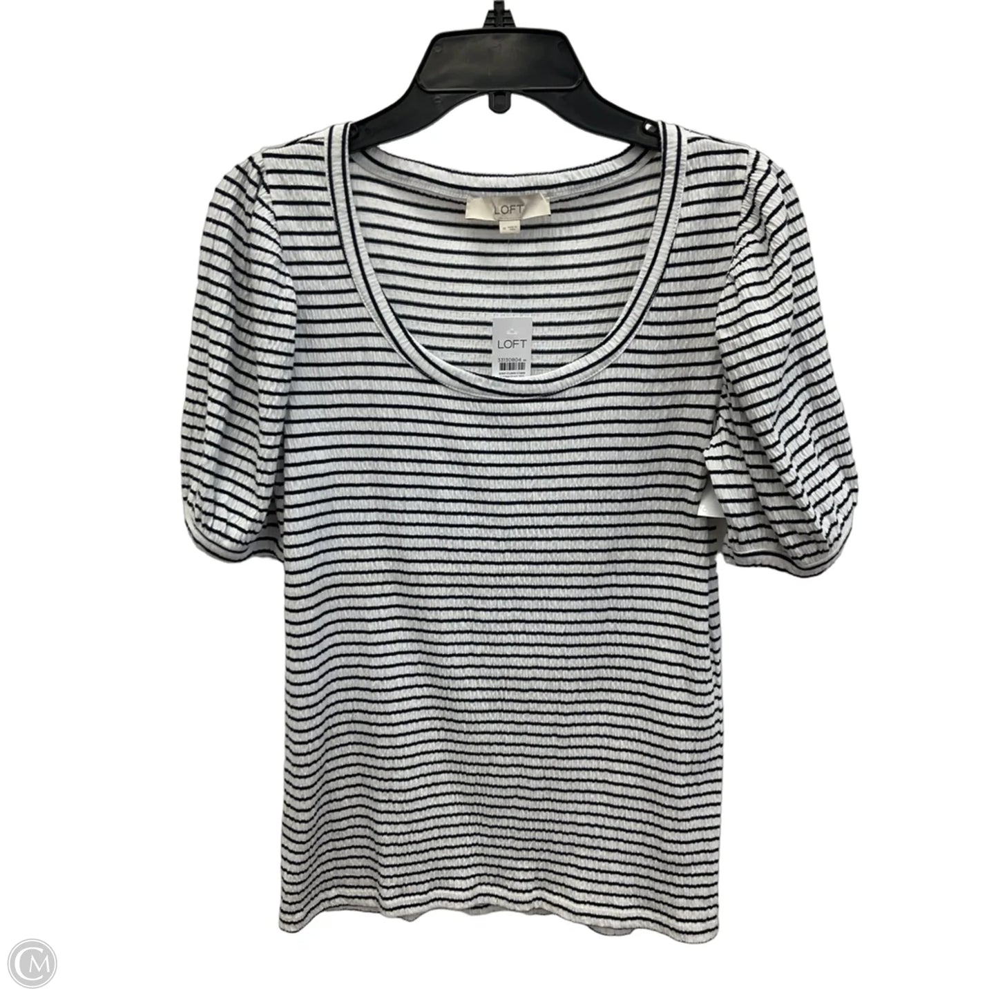 Top Short Sleeve By Loft In Black & White, Size: M