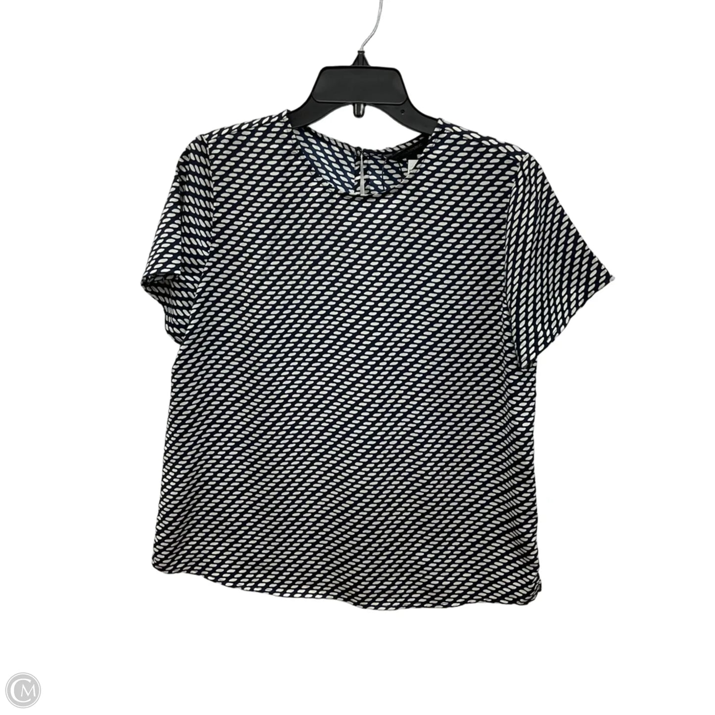 Top Short Sleeve By Banana Republic In Blue & White, Size: M