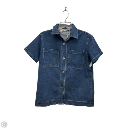 Blouse Short Sleeve By Cmb In Blue Denim, Size: Xs
