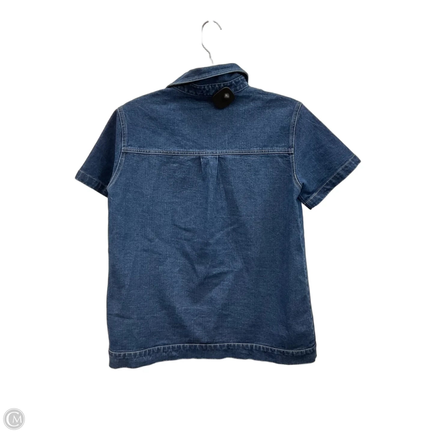 Blouse Short Sleeve By Cmb In Blue Denim, Size: Xs