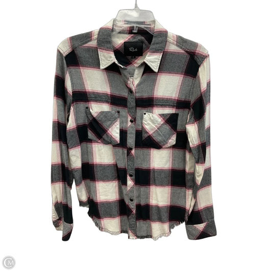 Blouse Long Sleeve By Rails In Black & White, Size: S