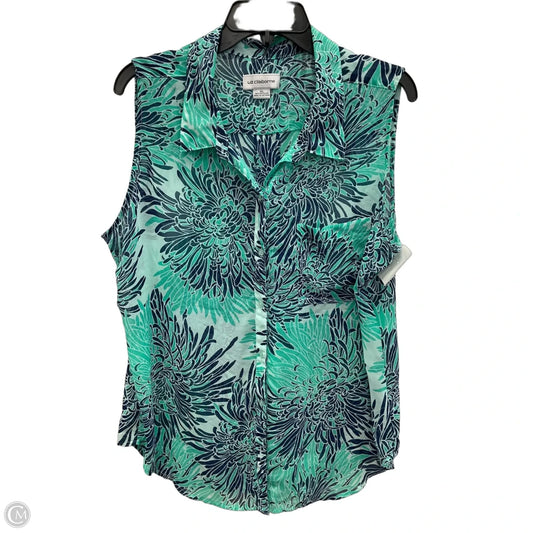 Top Sleeveless By Liz Claiborne In Blue & Green, Size: Xl