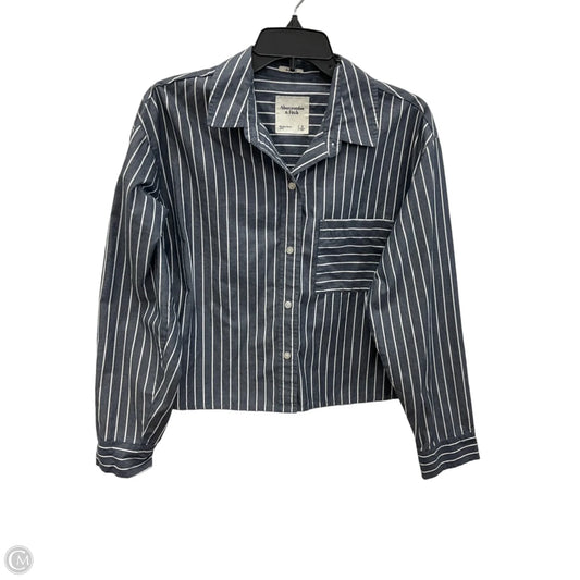 Blouse Long Sleeve By Abercrombie And Fitch In Grey & White, Size: S