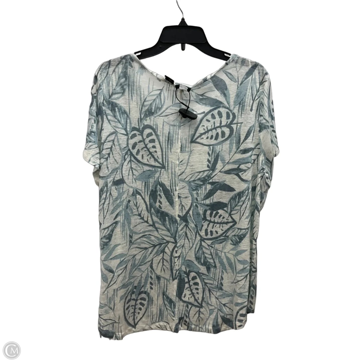 Top Short Sleeve By Tahari In Green & White, Size: 1x