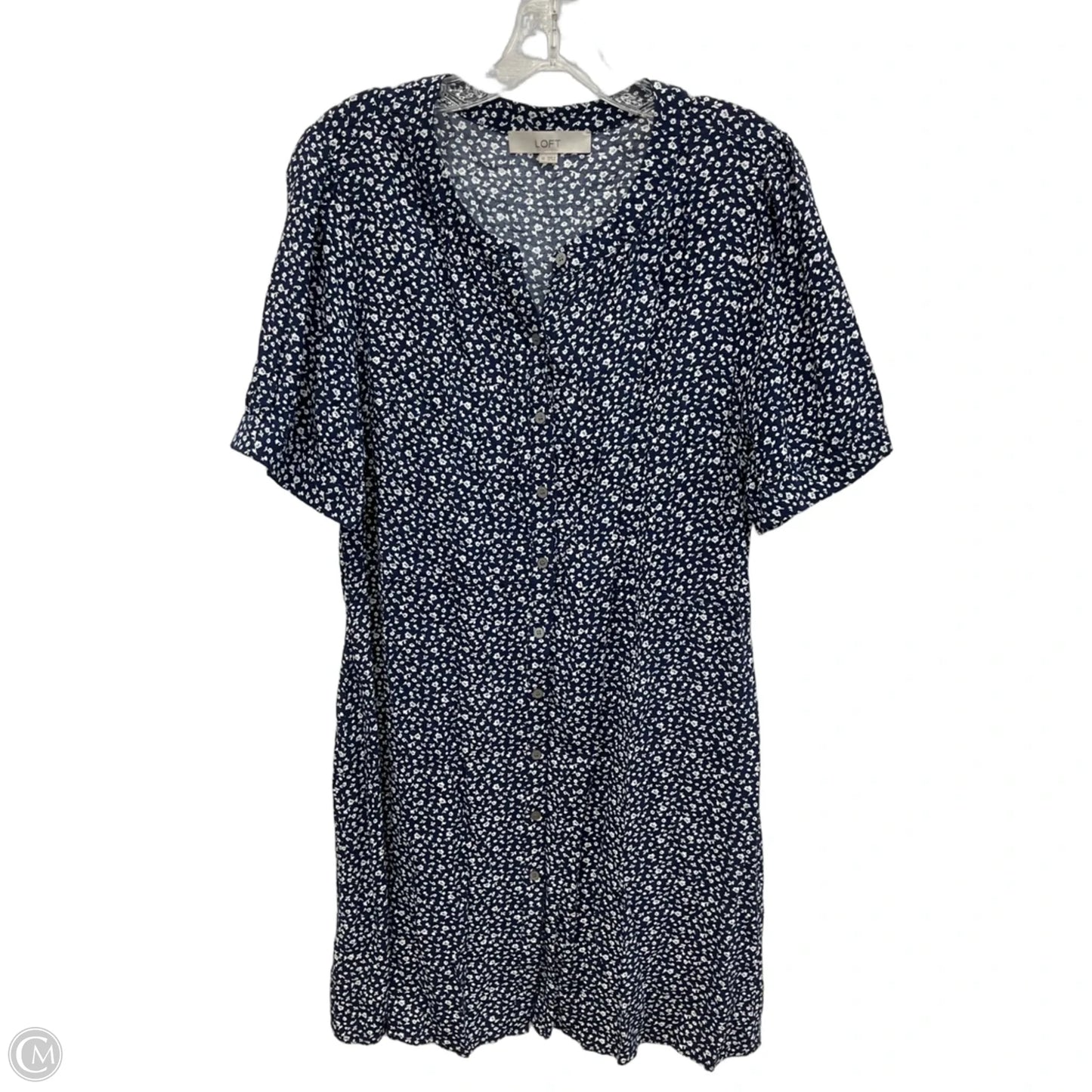 Dress Casual Midi By Loft In Blue & White, Size: Xl