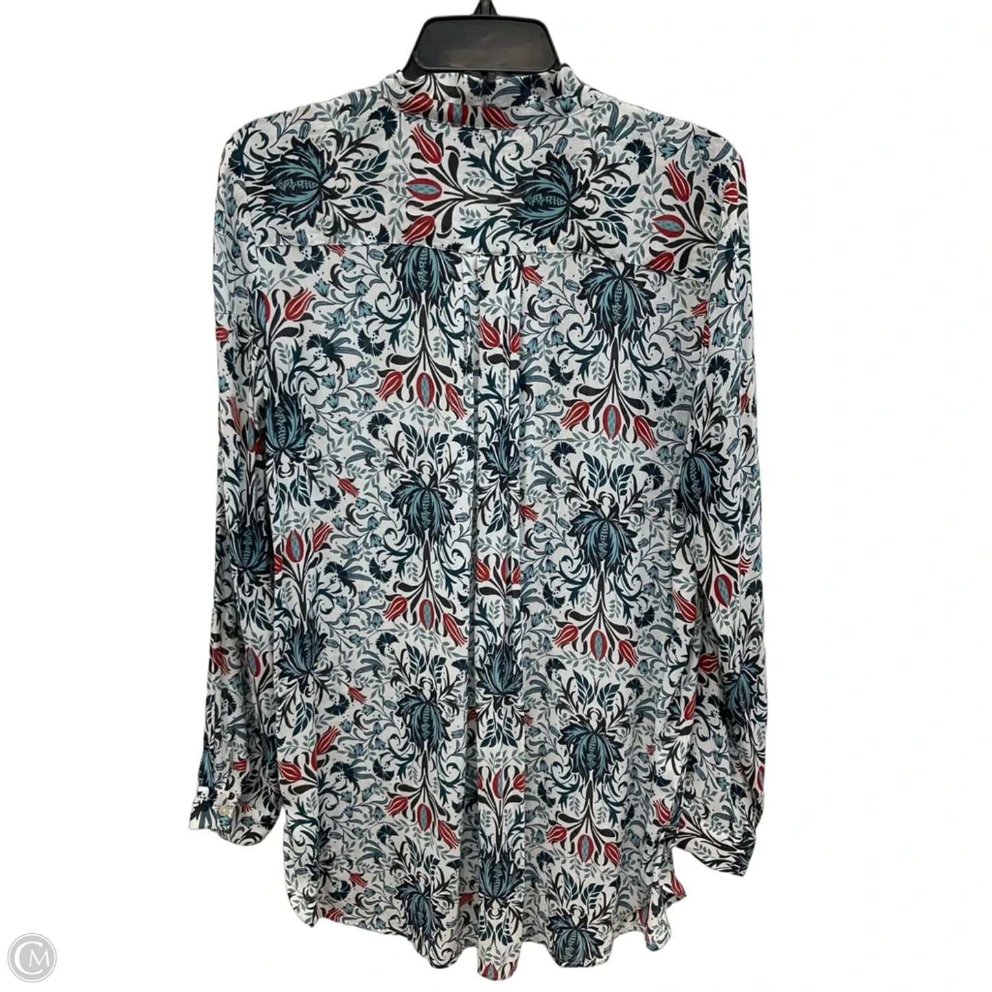 Blouse Long Sleeve By Loft In Blue & White, Size: M
