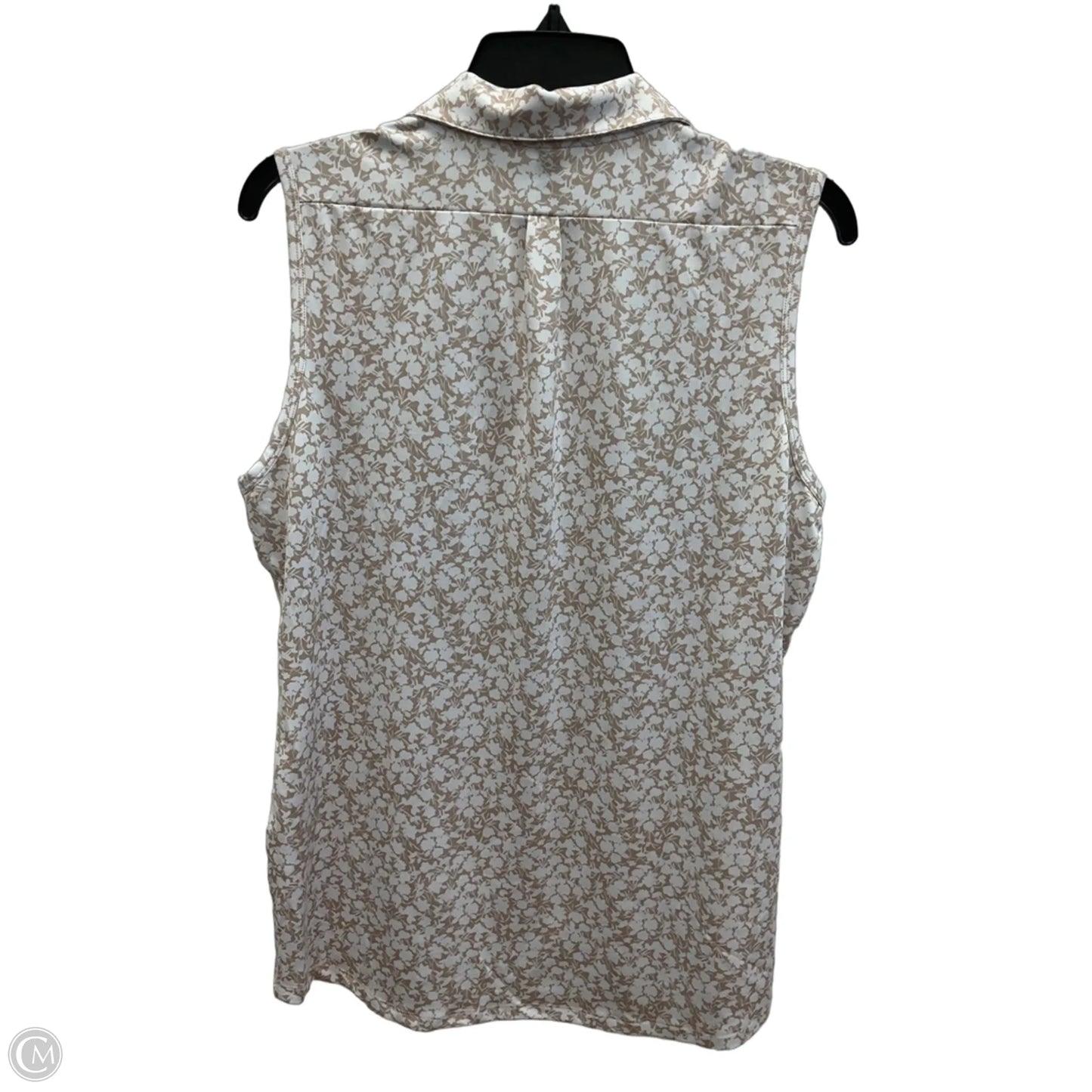 Athletic Tank Top By Adidas In Tan & White, Size: L